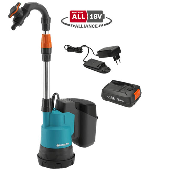 Gardena Akkumulátoros hordóürítő szivattyú 2000/2 18V  P4A akkumulátorral